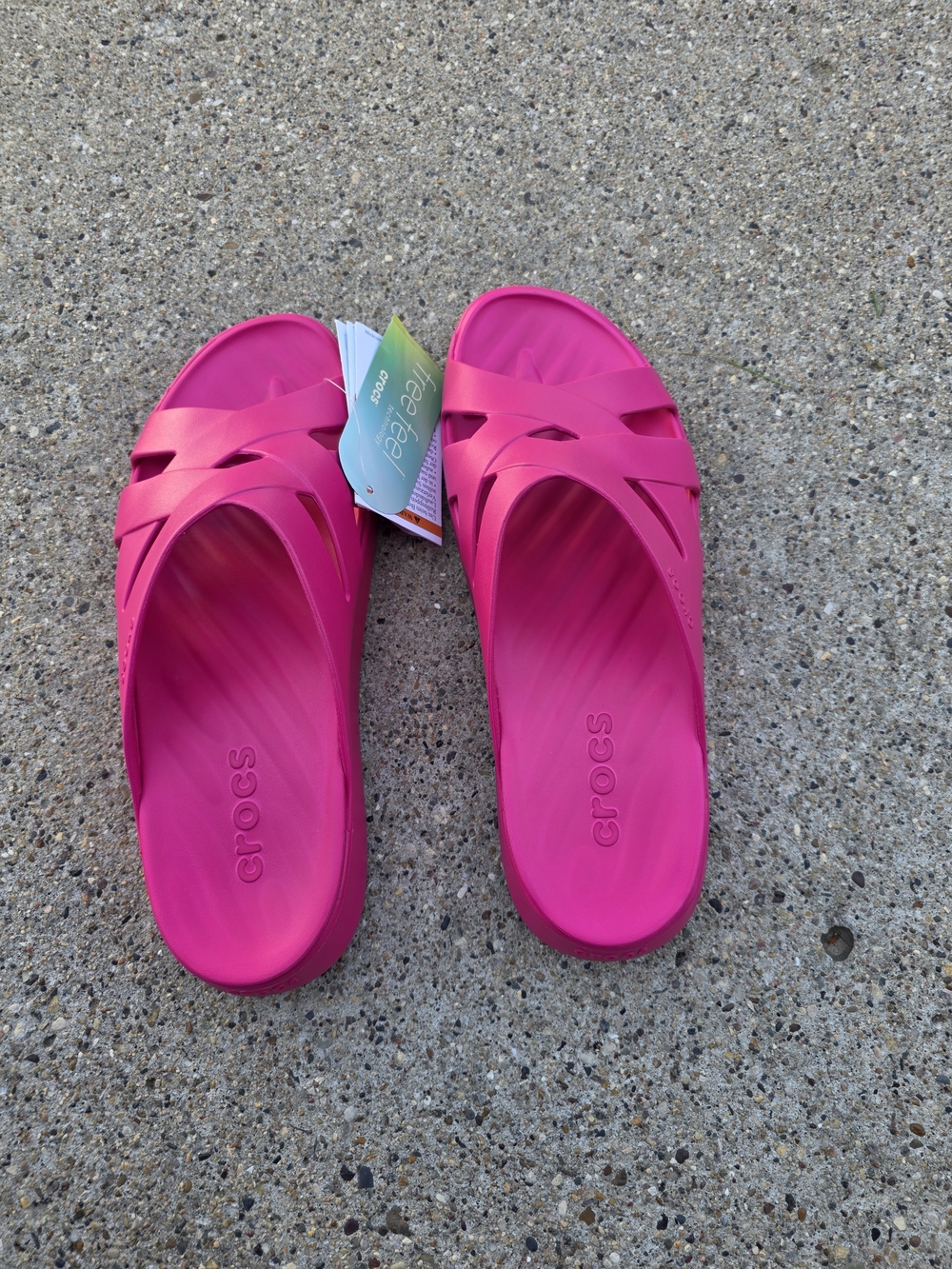 Crocs Pink Crisscross Slide Sandals Women Size 9 - Picture 11 of 11